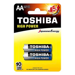 باتری آلکالاین قلمی(AA) توشیبا مدل High Power بسته 2 عددی